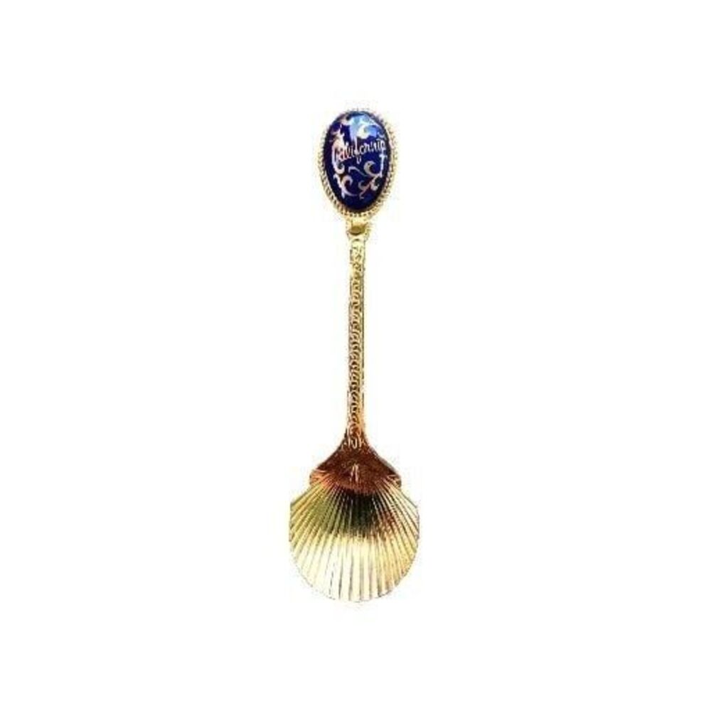 Vintage California SOUVENIR Spoon Enameled And Gold Tone Japan Stamped